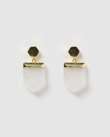 Miz Casa & Co Sea Petal Earrings Onyx Gold
