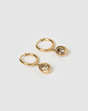 Miz Casa & Co Micah Huggie Earrings Antique Gold Clear Quartz