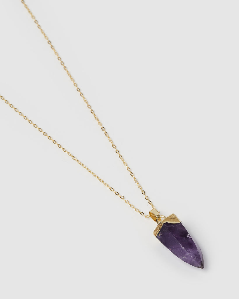 Miz Casa & Co Isla Pendant Necklace Amethyst Gold