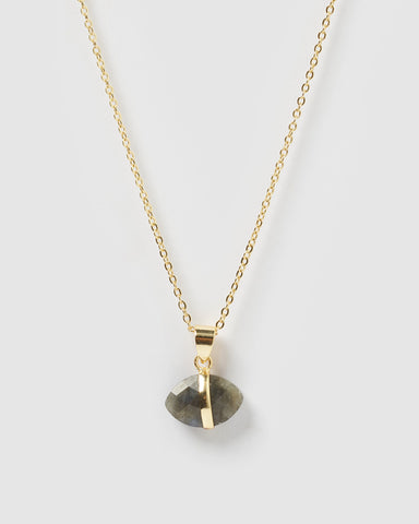 Miz Casa & Co Stone Charm Necklace Gold Black