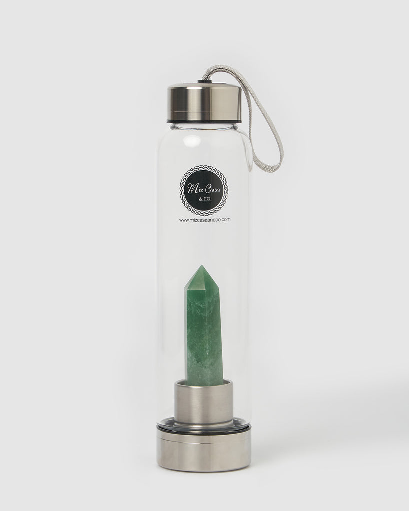 Miz Casa & Co Crystal Drink Bottle Green Aventurine