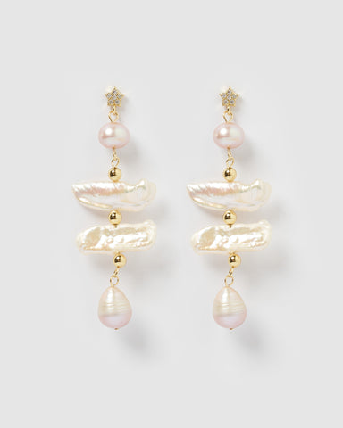Miz Casa & Co Rose Earring Labrodite Gold