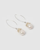 Miz Casa & Co Kelsey Drop Earrings Silver Pearl