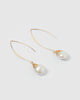 Miz Casa & Co Nadia Simple Drop Earrings Gold Pearl