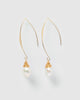 Miz Casa & Co Nadia Simple Drop Earrings Gold Pearl