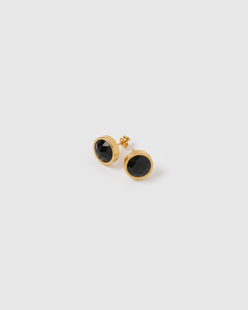 Miz Casa & Co Oceanic Stud Earrings Gold Onyx