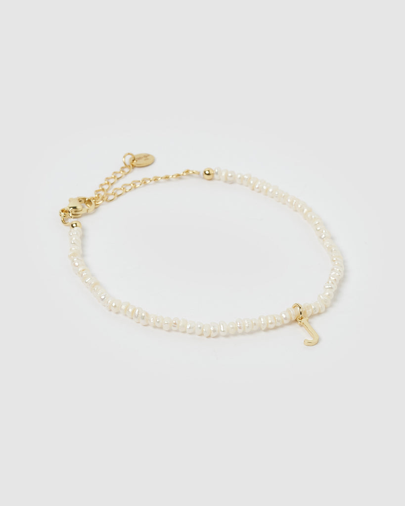 Miz Casa & Co Pearl Letter J Bracelet