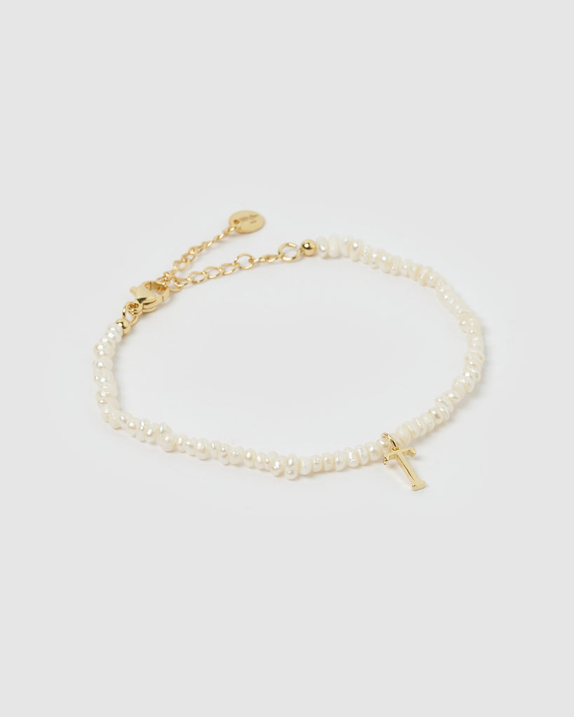 Miz Casa & Co Pearl Letter T Bracelet
