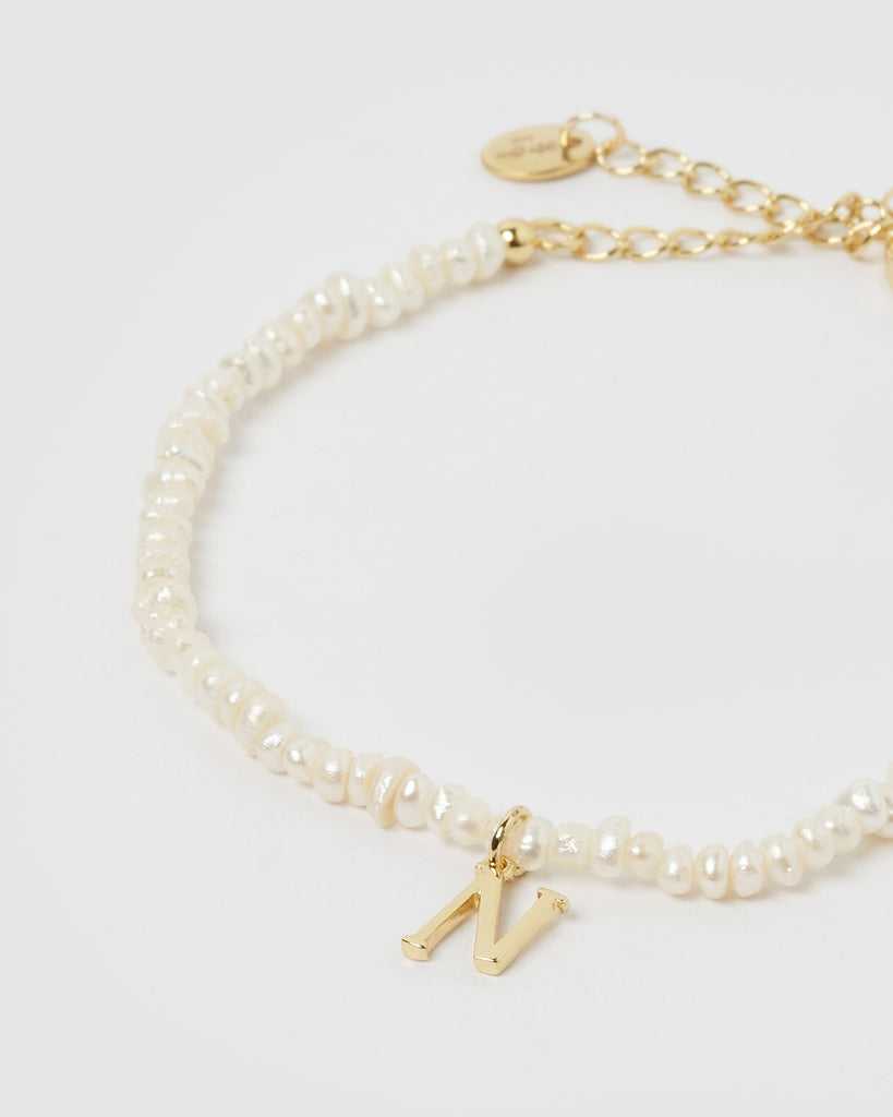 The Uppercase Bubble Letter Initial Bracelet - Letter : N - The M Jewelers