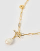 Miz Casa & Co Raine Pearl Necklace Gold White