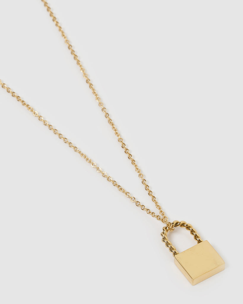 Miz Casa & Co Riley Lock Necklace Gold