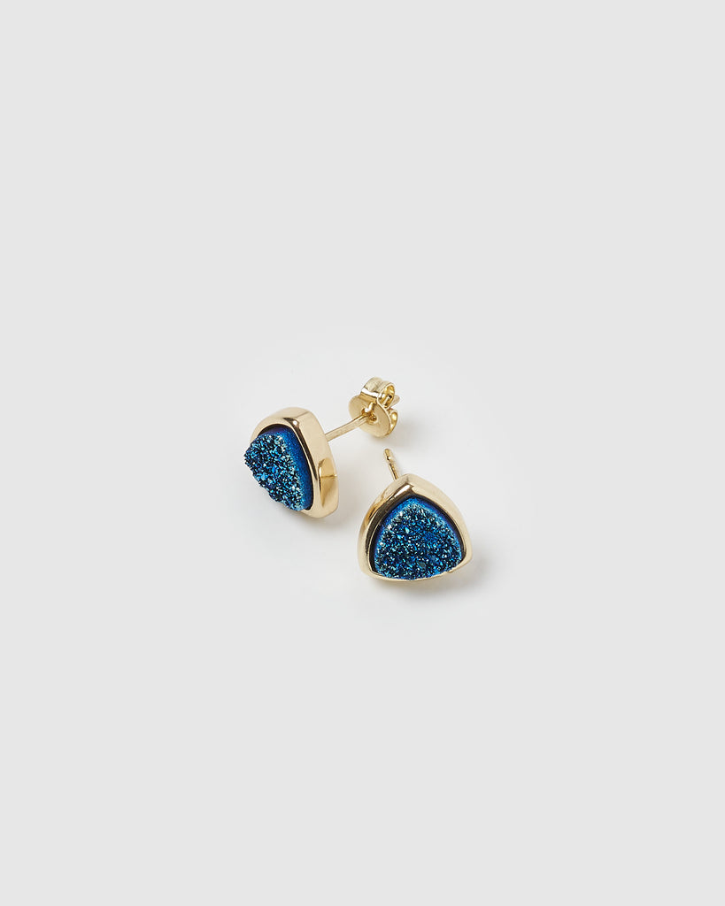 Miz Casa & Co Riley Stud Earrings Blue Gold