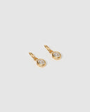 Miz Casa & Co Ruby Huggie Earrings Gold Clear