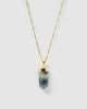 Miz Casa & Co Solitaire Pendant Necklace Rainbow Fluorite Gold