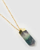 Miz Casa & Co Solitaire Pendant Necklace Rainbow Fluorite Gold