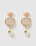 Miz Casa & Co Susie Earrings Rose Quartz Pearl Gold
