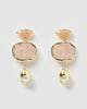 Miz Casa & Co Susie Earrings Rose Quartz Pearl Gold