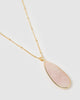 Miz Casa & Co Sea Petal Necklace Gold Rose Quartz