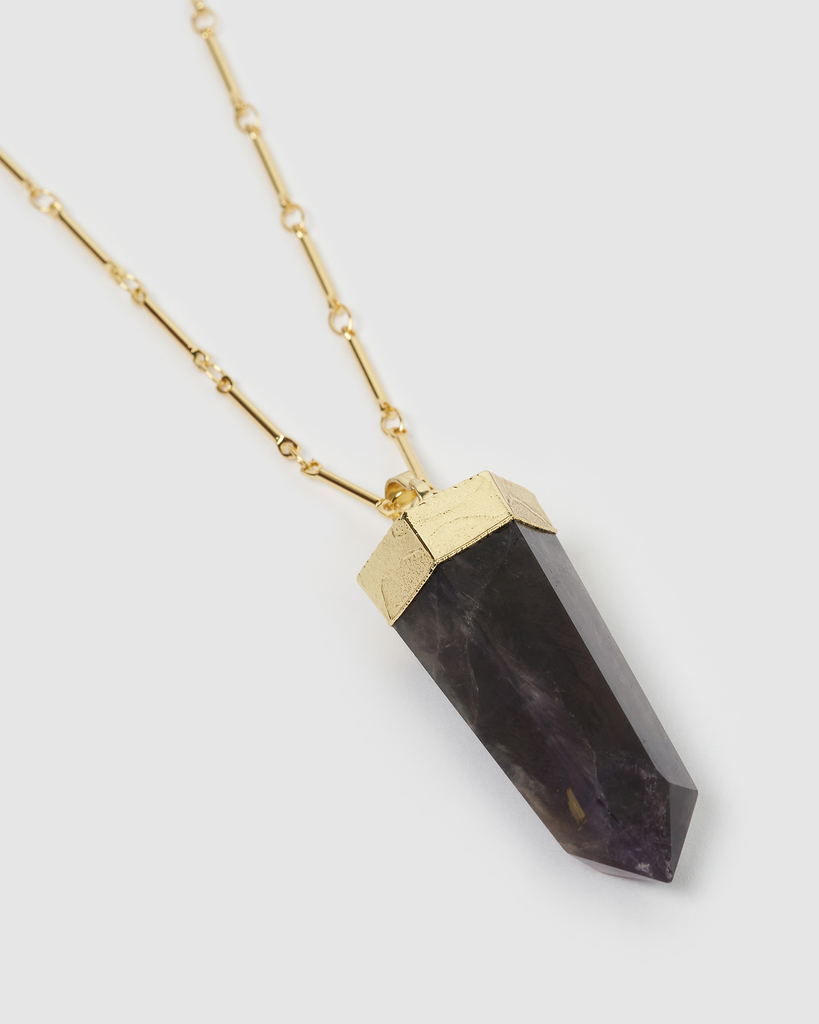 Miz Casa & Co Solitaire Pendant Necklace Amethyst Gold