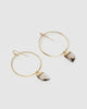 Miz Casa & Co Stone Charm Earrings Gold Smokey Quartz