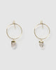 Miz Casa & Co Stone Charm Earrings Gold Smokey Quartz