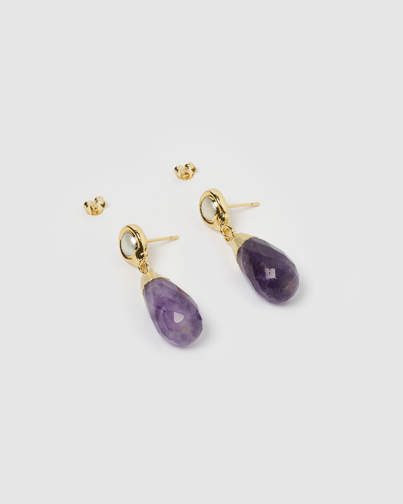 Miz Casa & Co Teresa Earrings Gold Amethyst