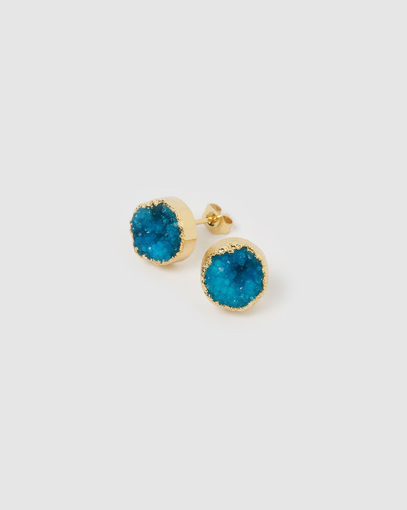 Miz Casa & Co Rand Stud Earrings Turquoise Gold