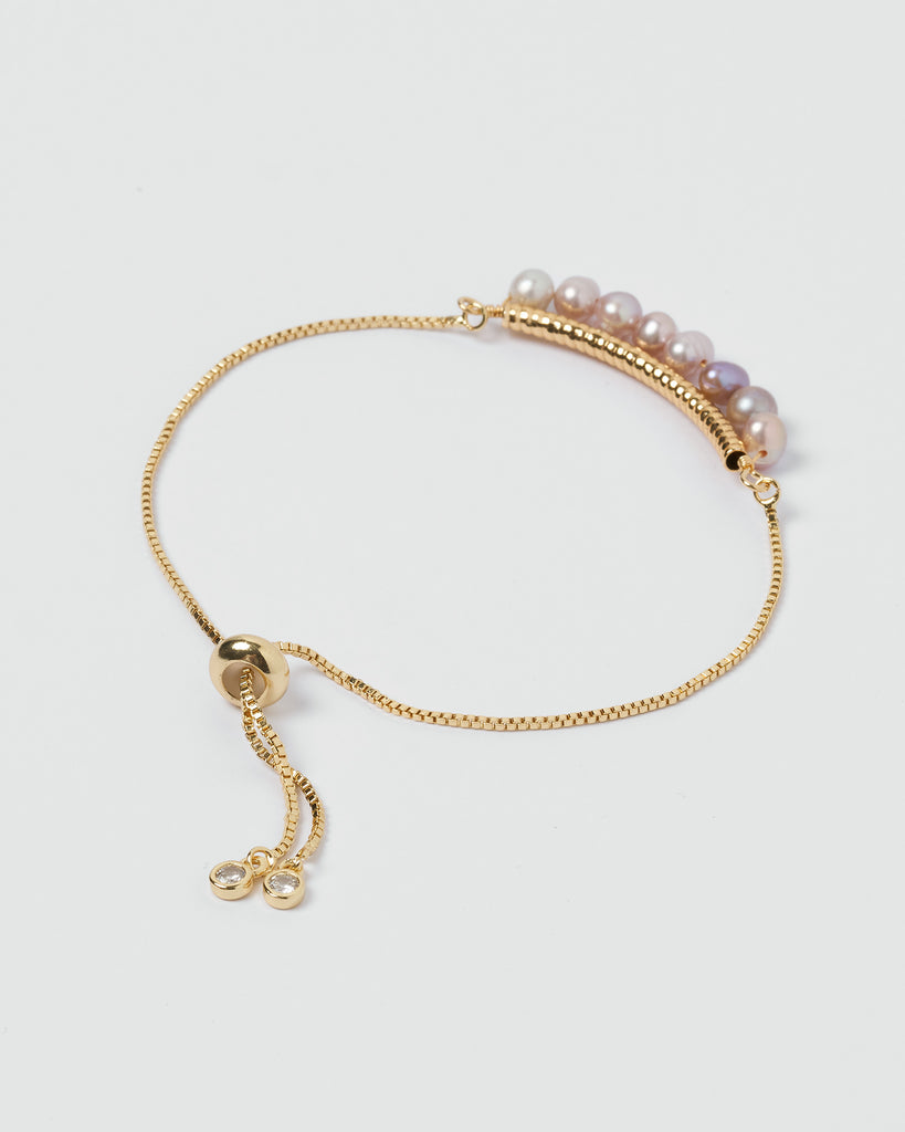 Miz Casa & Co Tempest Freshwater Pearl Bracelet Gold Purple