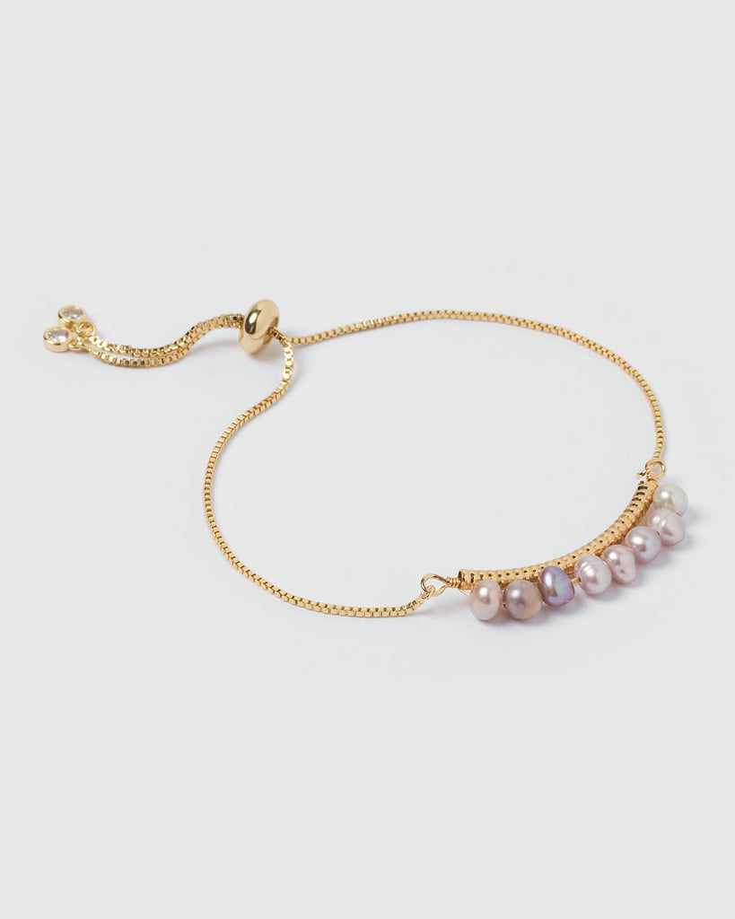 Miz Casa & Co Tempest Freshwater Pearl Bracelet Gold Purple