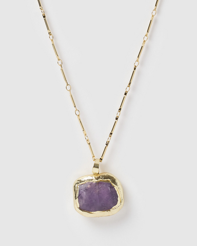 Miz Casa & Co Solitaire Pendant Necklace Amethyst Gold