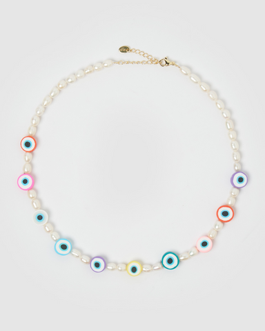 Miz Casa & Co Strike Evil Eye Choker Pearl