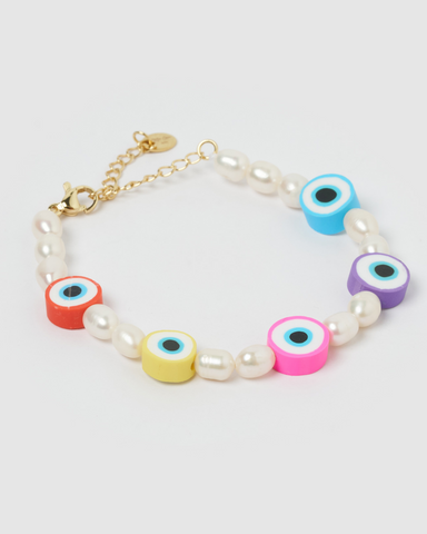 Miz Casa & Co Strike Evil Eye Choker Pearl