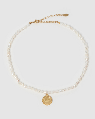 Miz Casa & Co Stone Charm Necklace Gold Black