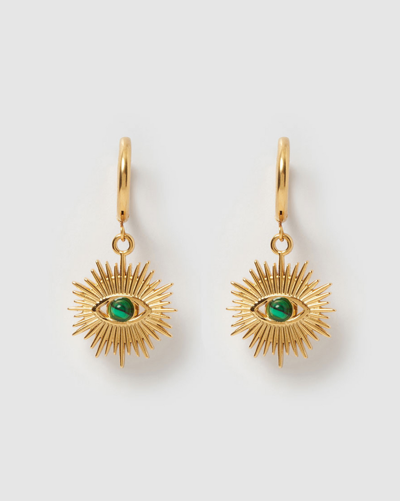 Miz Casa & Co Monica Huggie Earrings Gold Green