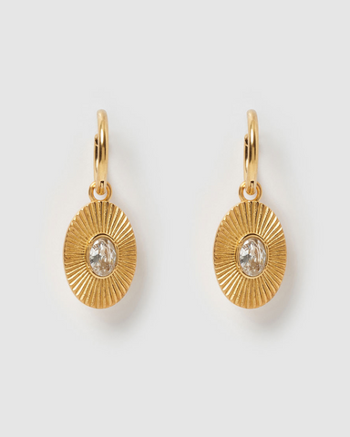 Miz Casa & Co Cowrie Medallion Earrings Gold