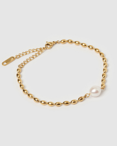 Miz Casa & Co Rosa Pearl Hoop Earrings Gold