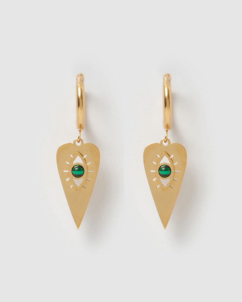 Miz Casa & Co Kallie Huggie Earrings Gold Green