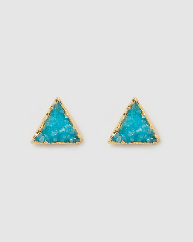 Miz Casa & Co Geometric Triangle Earrings Gold Marble