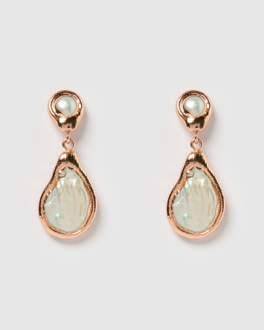 Miz Casa & Co Rose Earring Labrodite Gold