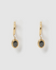 Miz Casa & Co Micah Huggie Earrings Antique Gold Black Onyx