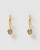 Miz Casa & Co Micah Huggie Earrings Antique Gold Clear Quartz