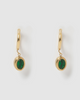Miz Casa & Co Micah Huggie Earrings Antique Gold Emerald