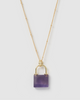 Miz Casa & Co Jess Lock Necklace Gold Amethyst