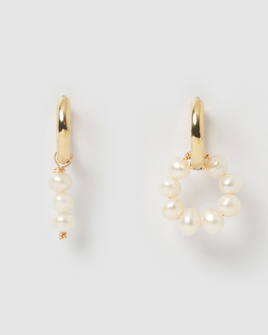 Miz Casa Dewdrop Pearl Huggie Earrings
