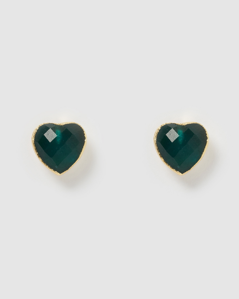Miz Casa & Co Hart Stud Earrings Emerald