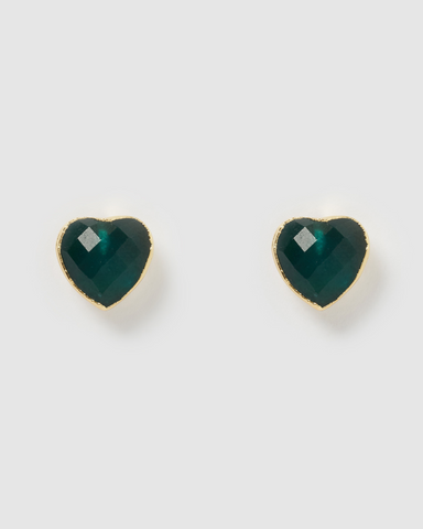 Miz Casa & Co Micah Huggie Earrings Antique Gold Emerald