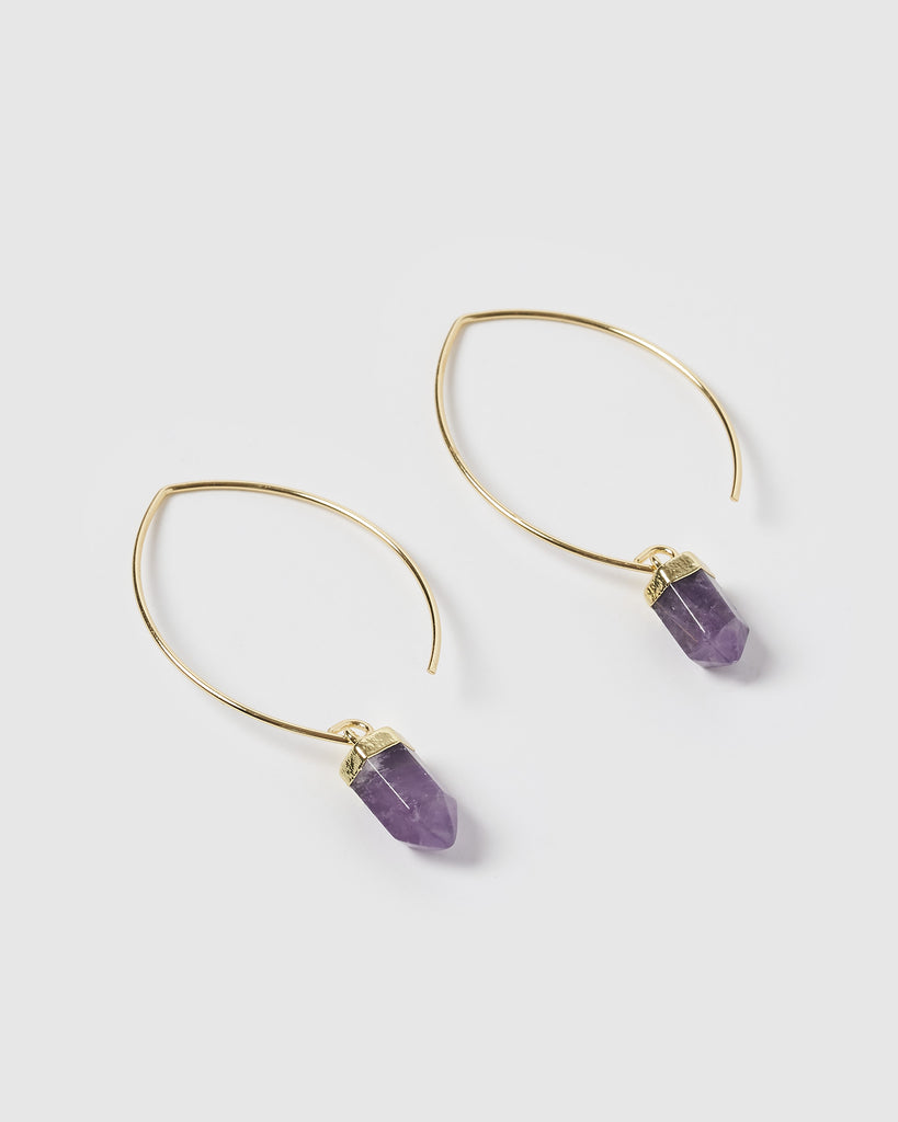 Miz Casa & Co Wanderer Earrings Gold Amethyst
