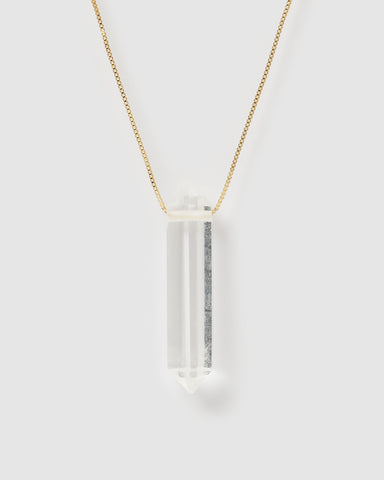 Miz Casa & Co Jadis Stone Perfume  Bottle Necklace Silver Clear Quartz