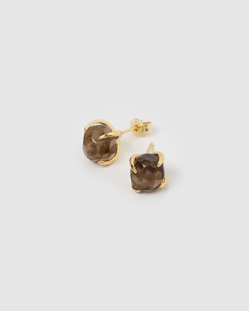 Miz Casa & Co Ingrid Stud Earrings Smokey Quartz