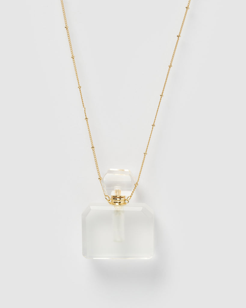 Miz Casa & Co Zella Necklace Perfume Bottle Clear Gold